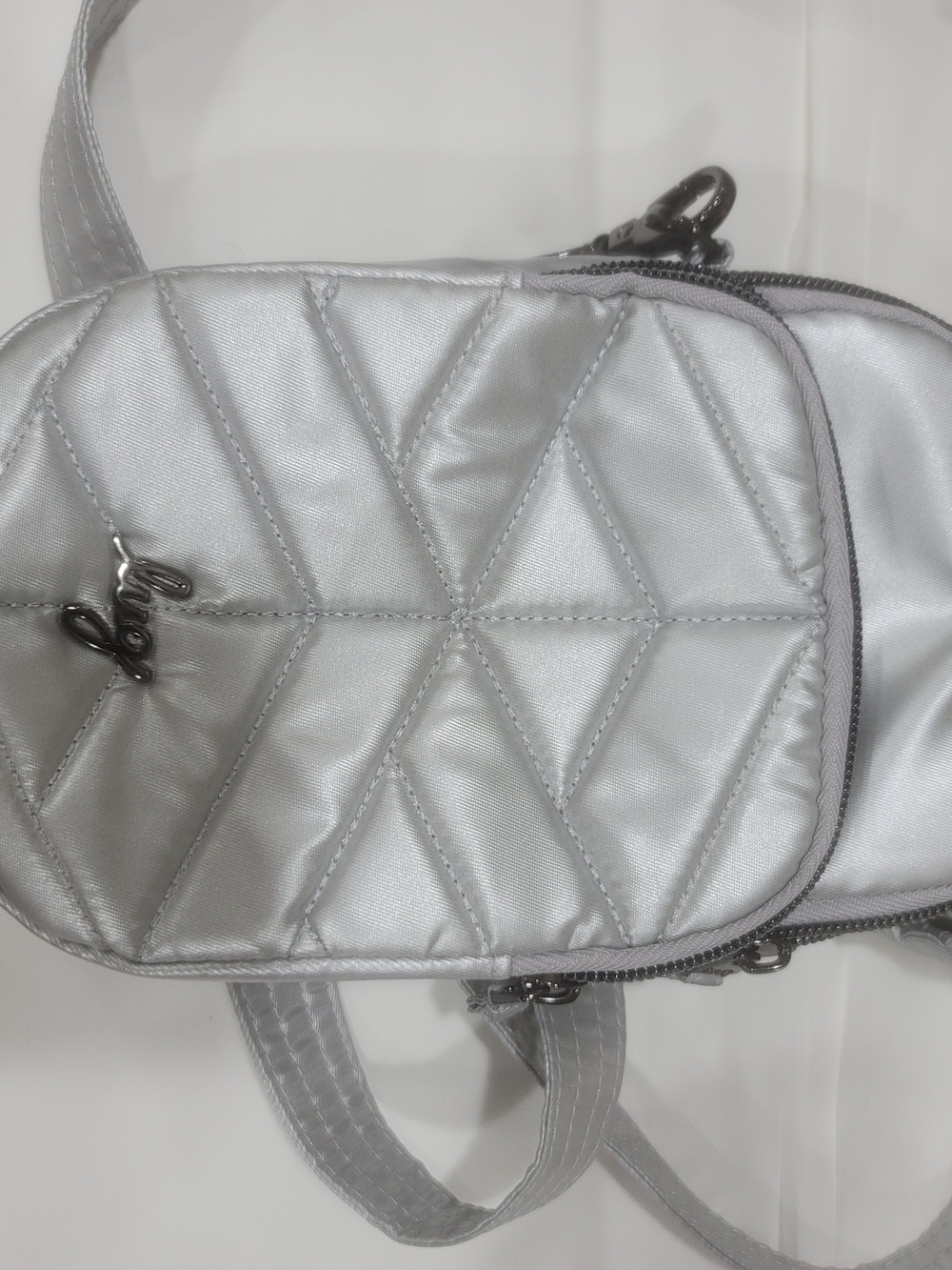 lug Silver Quilted Crossbody Bag